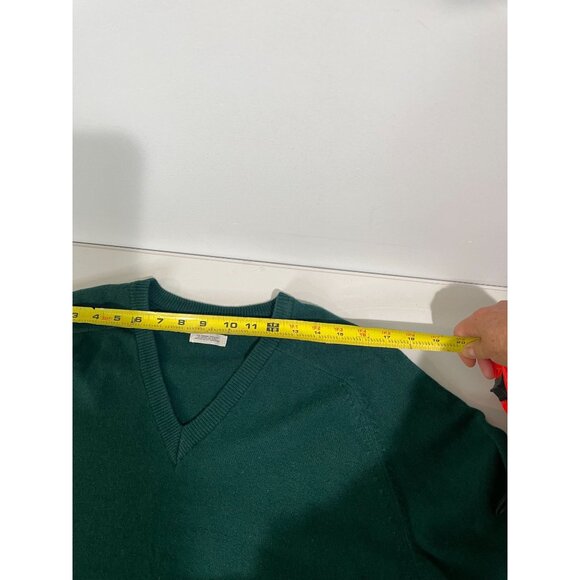 Poleposition Traditional Model Green V-Neck Sweater M Wool & Cashmere Blend - Picture 8 of 10